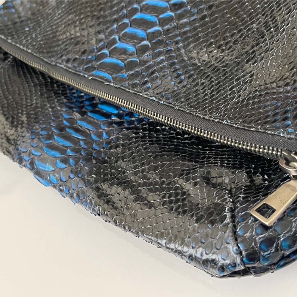Anmale Black And Blue Python Snakeskin Leather - image 5